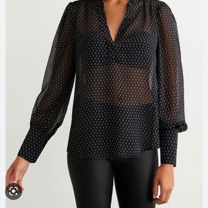 Dynamite sheer black blouse with light gold fleck detail.